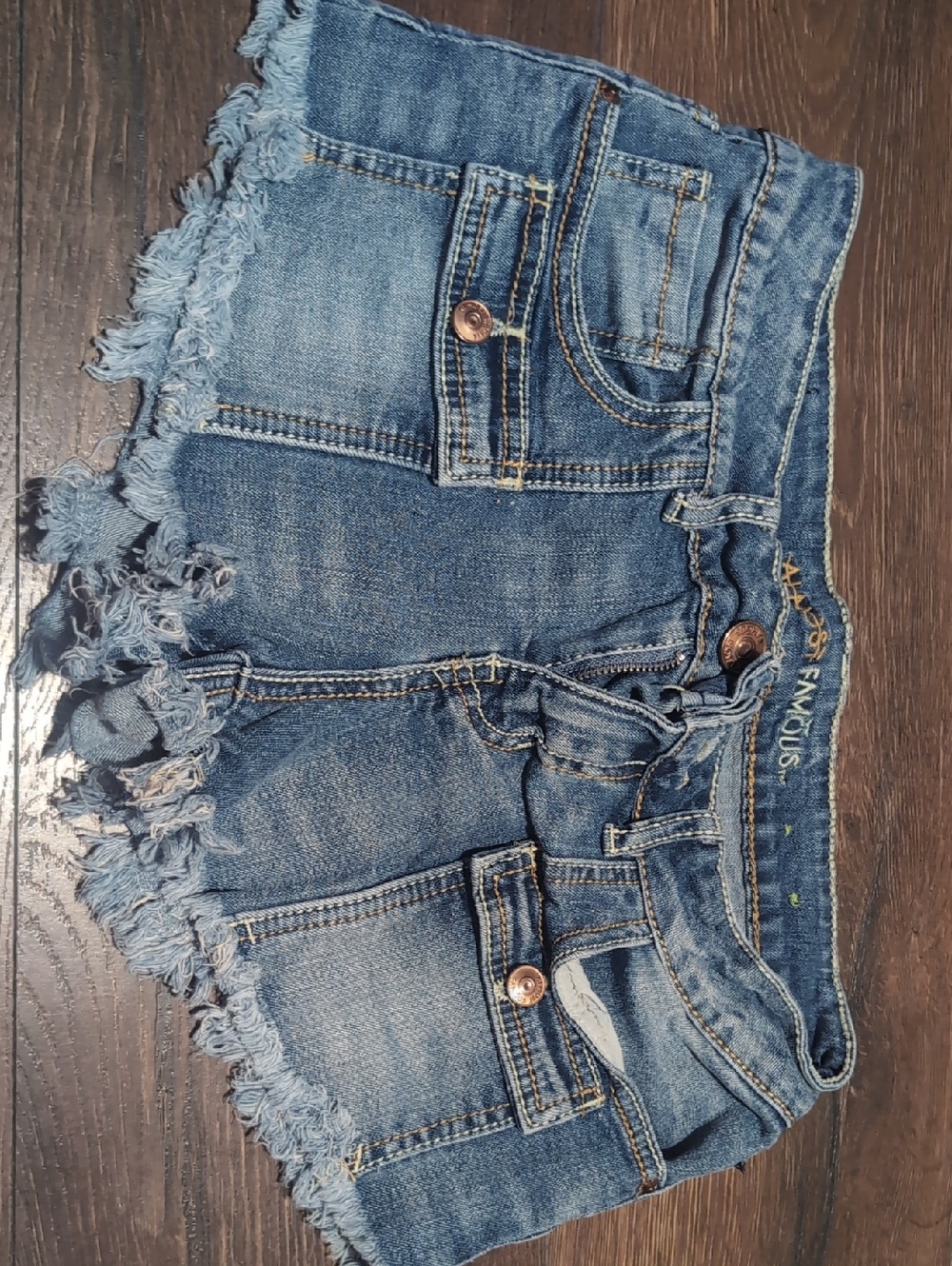Almost Famous Distressed Blue Denim Frayed-Hem Shorts